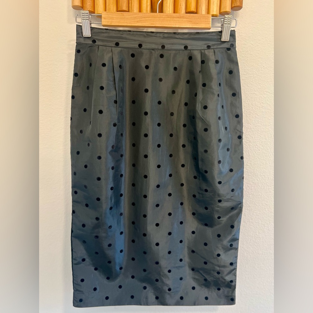 Vintage Chause Tailored Black Polkadot Midi Pencil Skirt. S 2/26